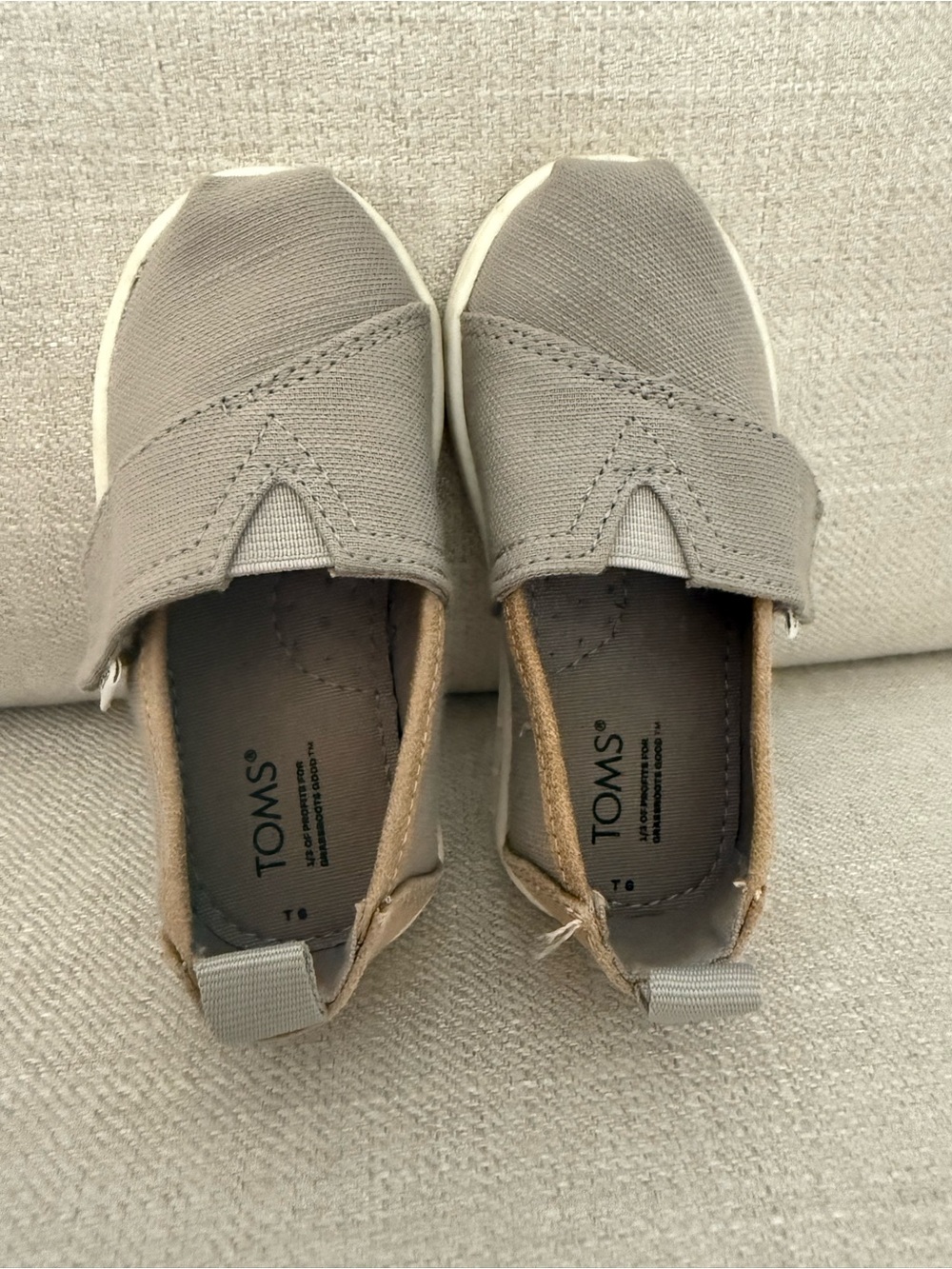 TOMS toddler Gray Canvas Slip-On Shoes